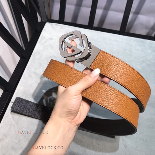 Gucci Black & Brown Togo Leather Upgraded Italy Fashion Belt